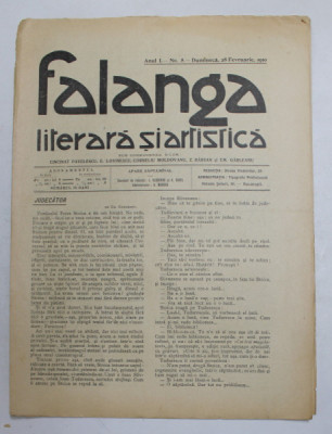 FALANGA LITERARA SI ARTISTICA , ZIAR SAPTAMANAL , ANUL I, NR. 8, DUMINICA 28 FEBRUARIE , 1910 foto