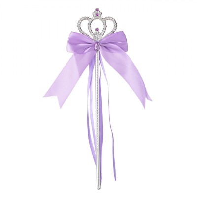 Baghetă Tiara, Model Argintiu, Pietre Mov, Fundiță Satin, Lungime 34cm foto