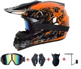 Cumpara ieftin Set Cască Cross Orange Strike cu Mănuși, Ochelari, Cagulă și Suport de Perete,