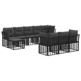 vidaXL Set de canapele de exterior cu pernă 10 pcs Negru și Gri &icirc;nchis 3437569