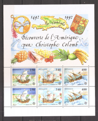 Monaco 1992 - EUROPA CEPT- 500 ani de la descoperirea Americii (MC 2 serii), MNH foto