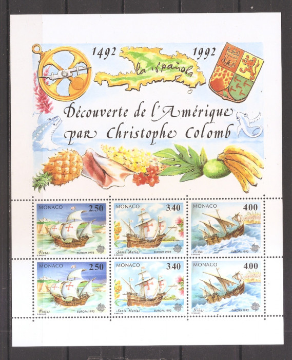 Monaco 1992 - EUROPA CEPT- 500 ani de la descoperirea Americii (MC 2 serii), MNH
