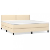 Cumpara ieftin Pat continental cu saltea, crem, 180x200 cm, textil