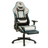 Cumpara ieftin Scaun de gaming ergonomic cu perna, tetiera, suport picioare si spatar rabatabil, gri/negru/albastru, 84 x 52 / 48 x 50 cm Best CarHome