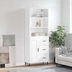 vidaXL Dulap inalt, alb extralucios, 69,5x34x180 cm, lemn compozit foto