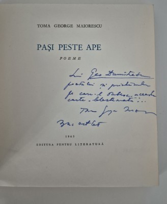 Carte cu autograf Toma George Maiorescu Pasi peste ape Versuri foto