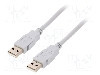 Cablu din ambele par&amp;#355;i, USB A mufa, USB 2.0, lungime 3m, gri, BQ CABLE - CAB-USBAA/3