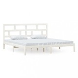 Cumpara ieftin Cadru de pat, alb, 200x200 cm, lemn masiv de pin