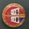 INSIGNA JUSTITIE , JUS LEX ,splendida , de colectie,fond rosu