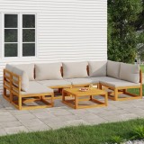 vidaXL Set mobilier grădină, perne gri deschis, 7 piese, lemn masiv 3155298