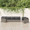 Set mobilier gradina vidaXL, 7 piese, poliratan gri, cu perne incluse, modular, confortabil, max 110kg/loc