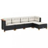Set mobilier de gradina cu perne, 5 piese, negru, poliratan