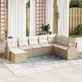 VidaXL Set de canapele pentru grădină 8 pcs Bej, alb Rattan poli