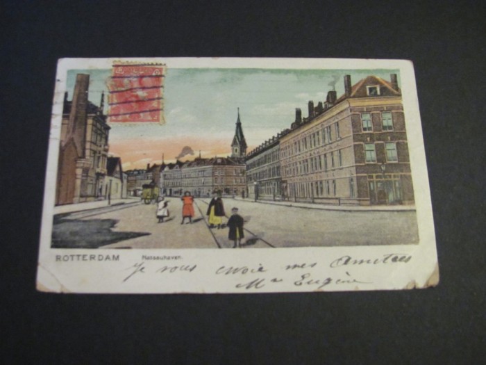 Carte poștală Olandeză originală &ndash; Rotterdam, Nassauhaven ,Piesă de colecție La Belle &Eacute;poque(cel mai probabil din perioada 1900&ndash;1940)