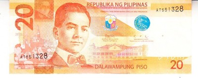 B11 8 - Bancnota foarte veche - Filipine / Pilipinas - 20 piso - 2021 foto