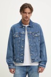 Tommy Jeans geaca jeans culoarea albastru marin, de tranzitie, DM0DM21047