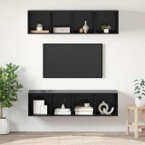 Set dulap TV cu raft cu depozitare 3 pcs Stejar negru Lemn compozit