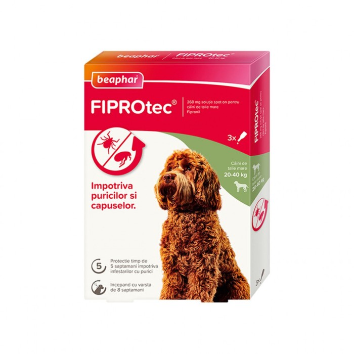 PIPETA ANTIPARAZITARA PENTRU CAINI FIPROTEC BEAPHAR L 20-40KG (3PIPx2.68ML CUT)