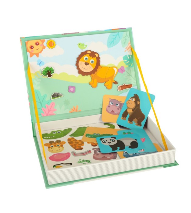 Puzzle magnetic Safari 47 piese animale educativ pentru copii