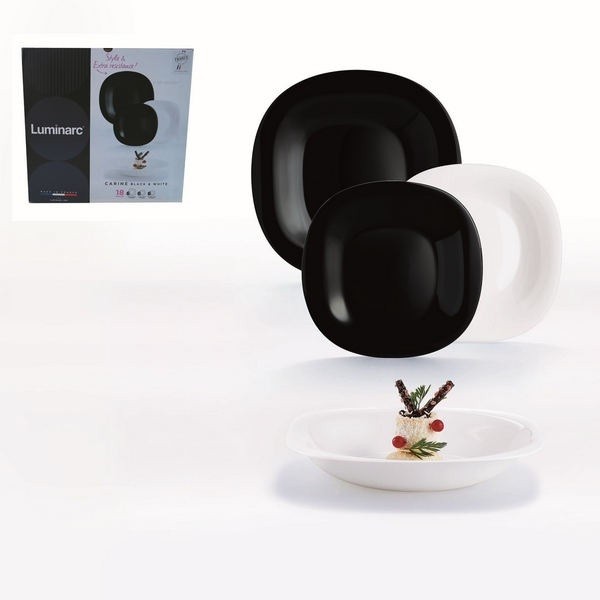 Set de masa CARINE 18 piese, combinatie alb-negru Handy KitchenServ
