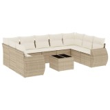 Cumpara ieftin Set canapele de gradina cu perne, 10 piese, bej, poliratan