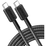 Cablu alimentare si date Anker, USB Type-C (T) la USB Type-C (T), 0.9m rata transfer 480 Mbps, 60W, invelis nylon, braided, Negru, A81F5G11