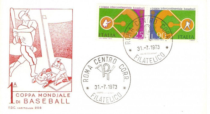 BASEBALL CUPA MONDIALA FDC ITALIA 1973