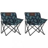 Scaune de camping cu buzunar, pliabile, 2 buc., model frunze