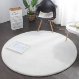 Covor Rotund Premium Belgian Model LOP 060, Marime 80 x 80 cm, Crem, Inaltime Fir 23 mm, Antiderapant, Antialergic, Poliester, Living, Dormitor, Sufra