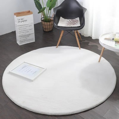 Covor Rotund Premium Belgian Model LOP 060, Marime 80 x 80 cm, Crem, Inaltime Fir 23 mm, Antiderapant, Antialergic, Poliester, Living, Dormitor, Sufra foto