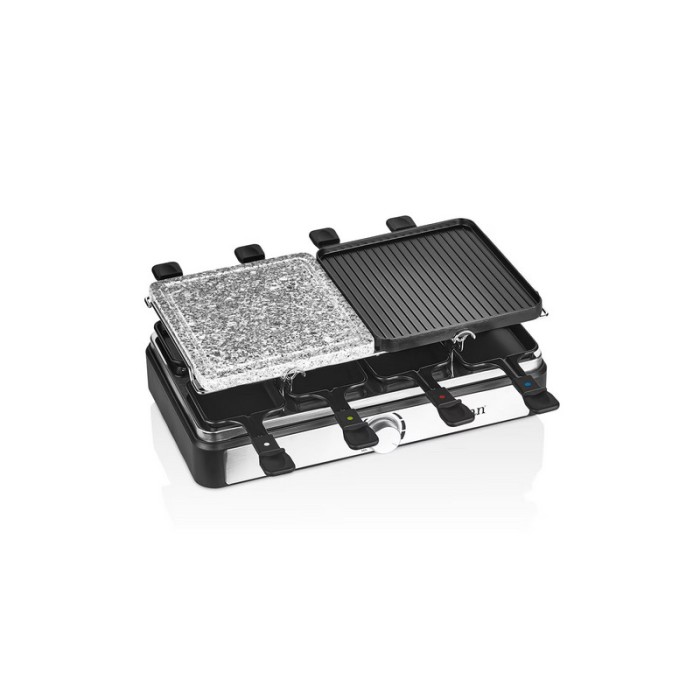 Gratar electric cu raclette Zilan, placa de piatra si placa de aluminiu, putere 1400 W, Gri