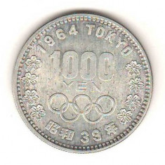 SV * Japonia 1000 YEN 1964 * ARGINT * Jocurile Olimpice Tokio * XF +