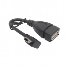 Cablu adaptor OTG mini USB 5 pini la mufa USB 2.0, in unghi 90 grade foto