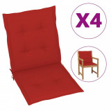 VidaXL Perne cu spătar mic, 4 buc. roșu 100x50x3 cm textil oxford