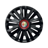 Set 4 capace roti Negre Cu Inel Rosu Royal R16 Compatibil Cu Alfa Romeo