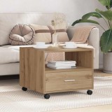 vidaXL Masa Cafea Stejar Artizanal 55x55x45cm Lemn Compozit Sertar Raft Maro
