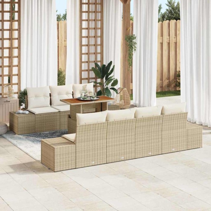 vidaXL Set de masă pentru grădină 8 pcs Bej și crem 100 x 55 x 73 cm 3349924