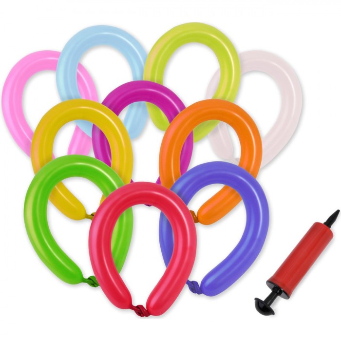 Set Baloane Modelaj cu Pompa, Multicolor, 45 Bucăți