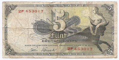 Germania 5 Deutsche Mark 09.12.1948 - 2F 453017, P-13f foto