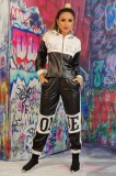 L899-211 Trening fashion cu imitatie piele si strasuri
