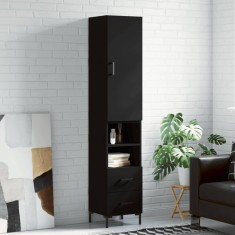 vidaXL Dulap &icirc;nalt, negru, 34,5x34x180 cm, lemn prelucrat