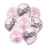 Cumpara ieftin Set 8 baloane cu confetti, culoare Lila, 30 cm si Rola rafie color, 10 m, Ropet