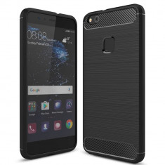 Husa Compatibila cu Huawei P10 Lite, Textura Fibra de Carbon, Negru foto