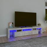 Comoda TV cu lumini LED, gri beton, 200x36,5x40 cm GartenMobel Dekor, vidaXL