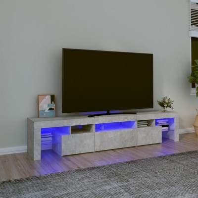 Comodă TV cu lumini LED, gri beton, 200x36,5x40 cm foto