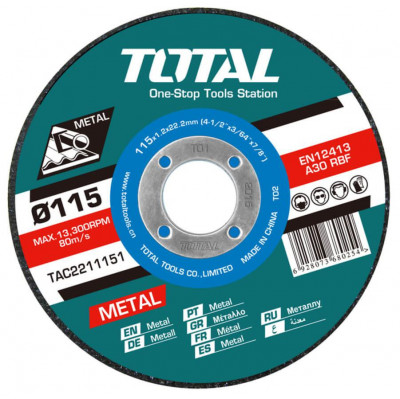 TOTAL - SET 10 DISCURI ABRAZIVE TAIERE METALE - 115X1.2MM PowerTool TopQuality foto