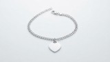 Cumpara ieftin Bratara din Argint 925 Curb Chain cu Pandantiv Inima pentru Gravat, 17 cm + 3 cm
