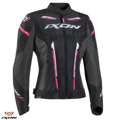 Geaca (jacheta) femei pentru scuter - motocicleta Racing/Roadster Ixon vara model Striker AIR WPL LS culoare: negru/fuchsia (roz) Negru/fuchsia (roz) foto