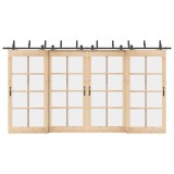 Set feronerie pentru uși glisante, negru, 427 cm, oțel