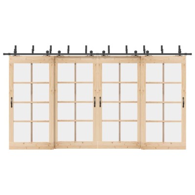 Set feronerie pentru uși glisante, negru, 427 cm, oțel foto